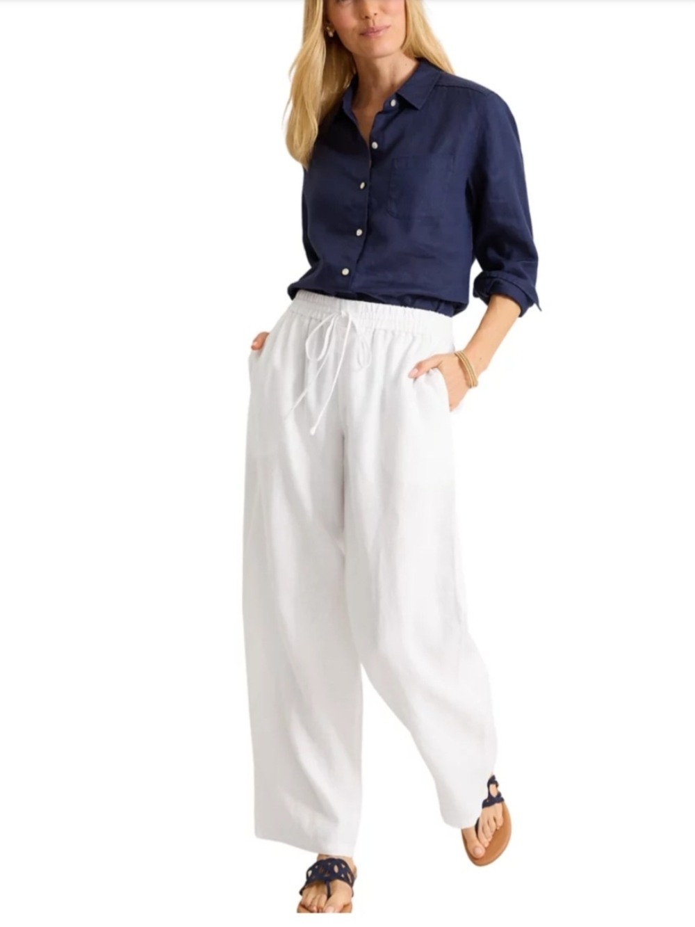 Tommy Bahama Two Palms Wide-Leg  Straight Easy Pant in White